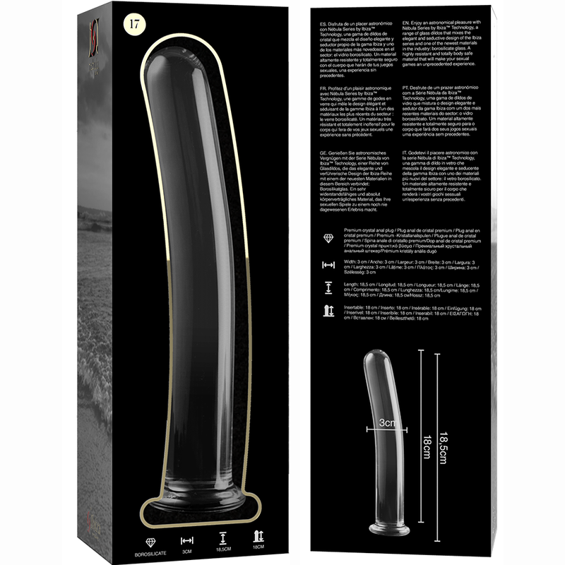 Dildo de Vidro Borosilicato Transparente Modelo 17 - 18.5 cm