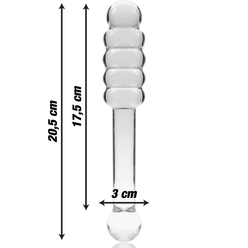 Dildo Modelo 20 Vidro Borosilicato Transparente 20.5 cm Ø 3 cm