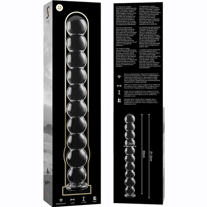 Dildo Modelo 22 de Vidro Borosilicato Transparente 21.5 cm x 2.5 cm