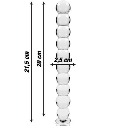 Dildo Modelo 22 de Vidro Borosilicato Transparente 21.5 cm x 2.5 cm