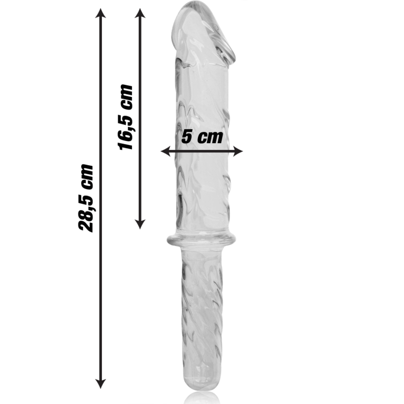 Dildo Vidro Borosilicato Transparente 28.5 CM -O- 5 CM