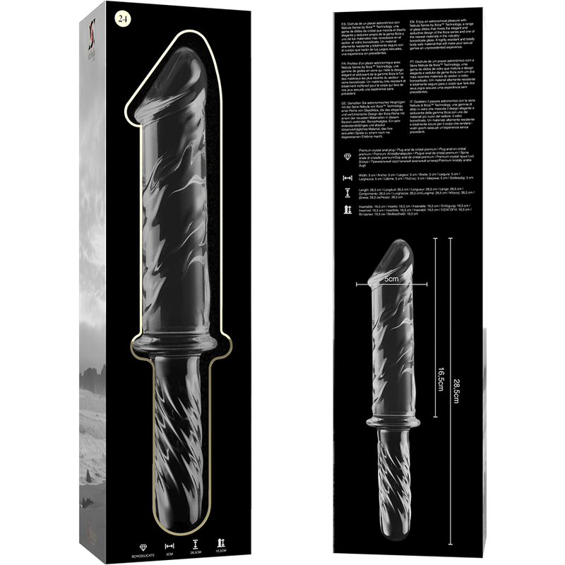 Dildo Vidro Borosilicato Transparente 28.5 CM -O- 5 CM