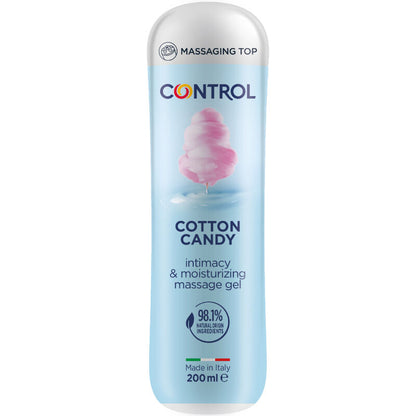 CONTROL Gel de Massagem Algodão Doce 3 em 1 200ml para massagens sensuais e hidratação da pele.