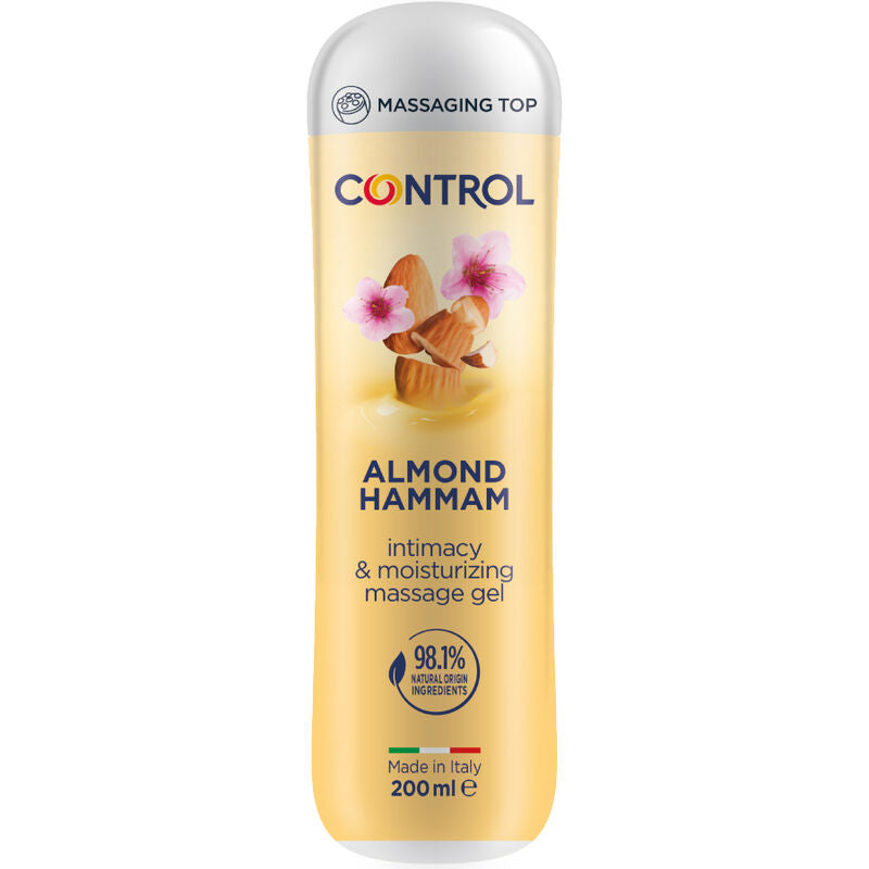 CONTROL Gel de Massagem Hammam de Amêndoa 3 em 1 200ml com tampa massageadora.