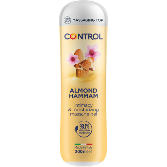 CONTROL Gel de Massagem Hammam de Amêndoa 3 em 1 200ml com tampa massageadora.