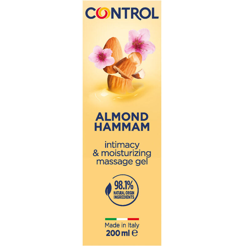 CONTROL Gel de Massagem Hammam de Amêndoa 3 em 1 200ml com tampa massageadora.