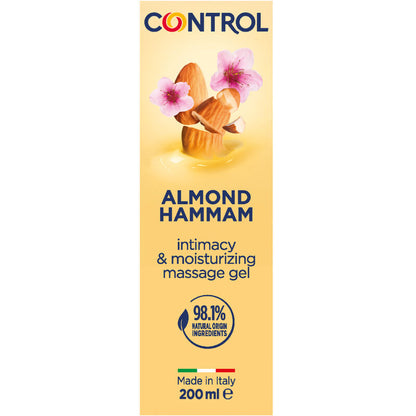 CONTROL Gel de Massagem Hammam de Amêndoa 3 em 1 200ml com tampa massageadora.