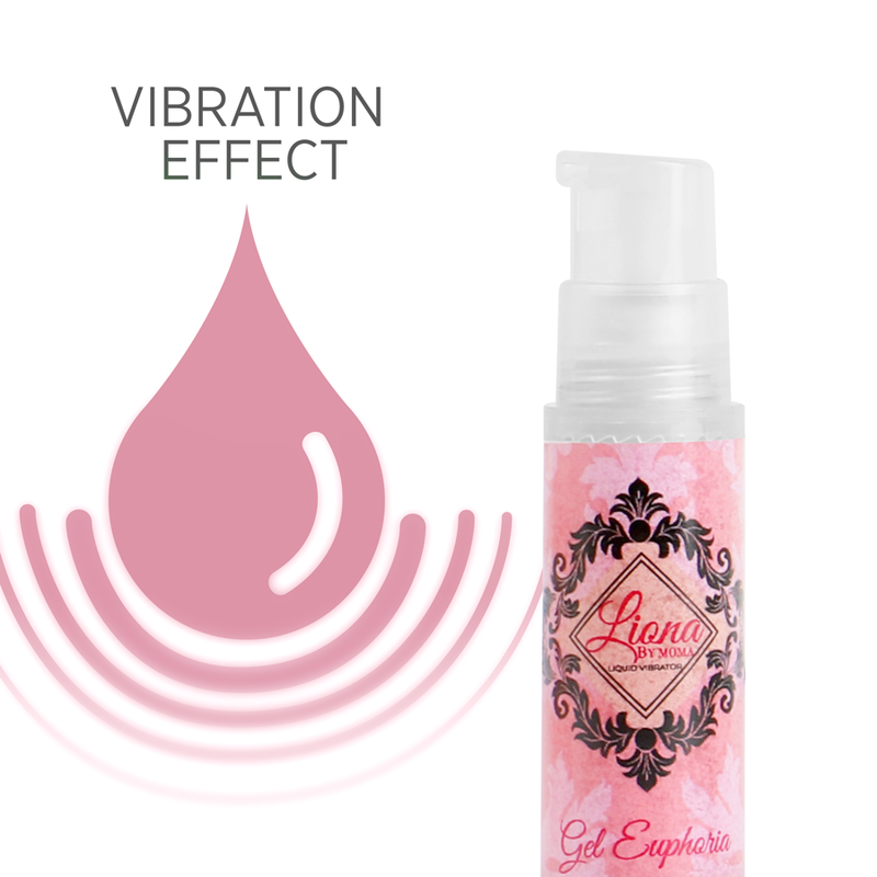 Frasco de LIONA BY MOMA Gel Líquido Vibratório Estimulante Euphoria 6 ML, mostrando o design elegante e o aplicador.