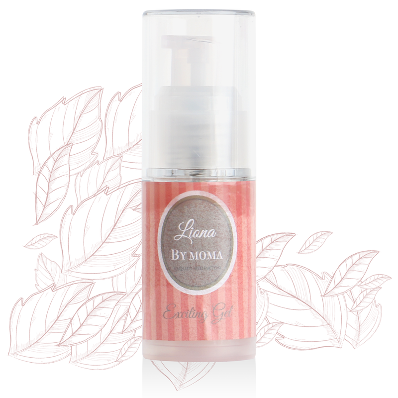 Embalagem do LIONA BY MOMA Gel Líquido Vibrador Efeito Excitante 15 ML, destacando o design e a marca.