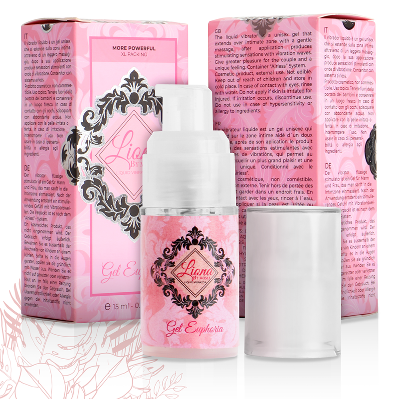 Embalagem do LIONA BY MOMA Gel Vibratório Líquido Efeito Euforia 15 ML, destacando o design e a quantidade.