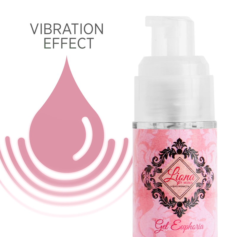Embalagem do LIONA BY MOMA Gel Vibratório Líquido Efeito Euforia 15 ML, destacando o design e a quantidade.