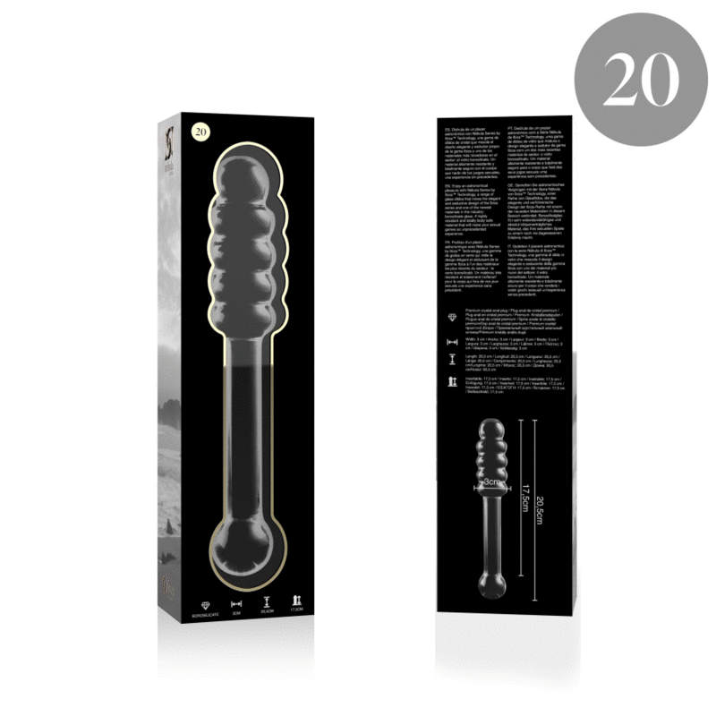 Dildo Modelo 20 Vidro Borosilicato Transparente 20.5 cm Ø 3 cm