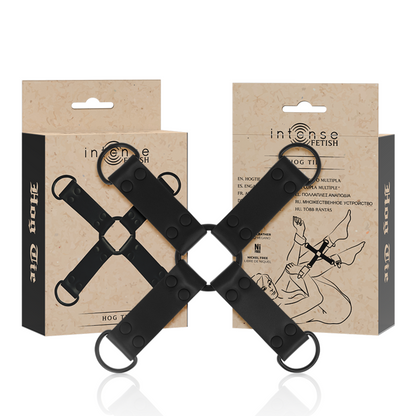 INTENSE FETISH Gravata de Porco em Couro Vegano para contenção múltipla de mãos e pés, ideal para BDSM.