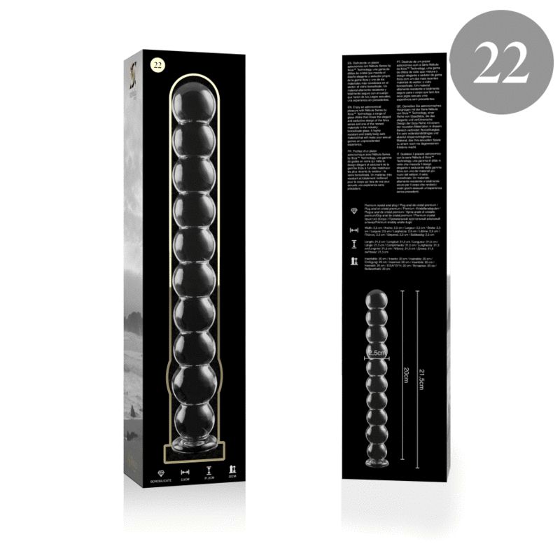 Dildo Modelo 22 de Vidro Borosilicato Transparente 21.5 cm x 2.5 cm
