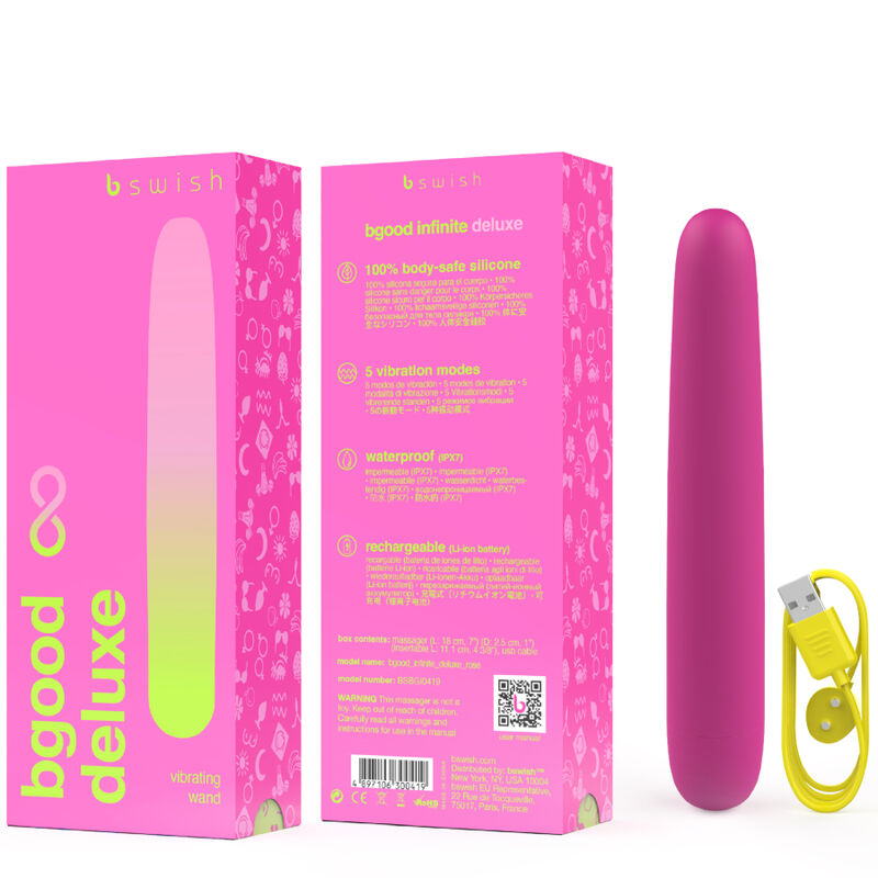 Vibrador B SWISH BGOOD INFINITE DELUXE recarregável em silicone rosa com design elegante