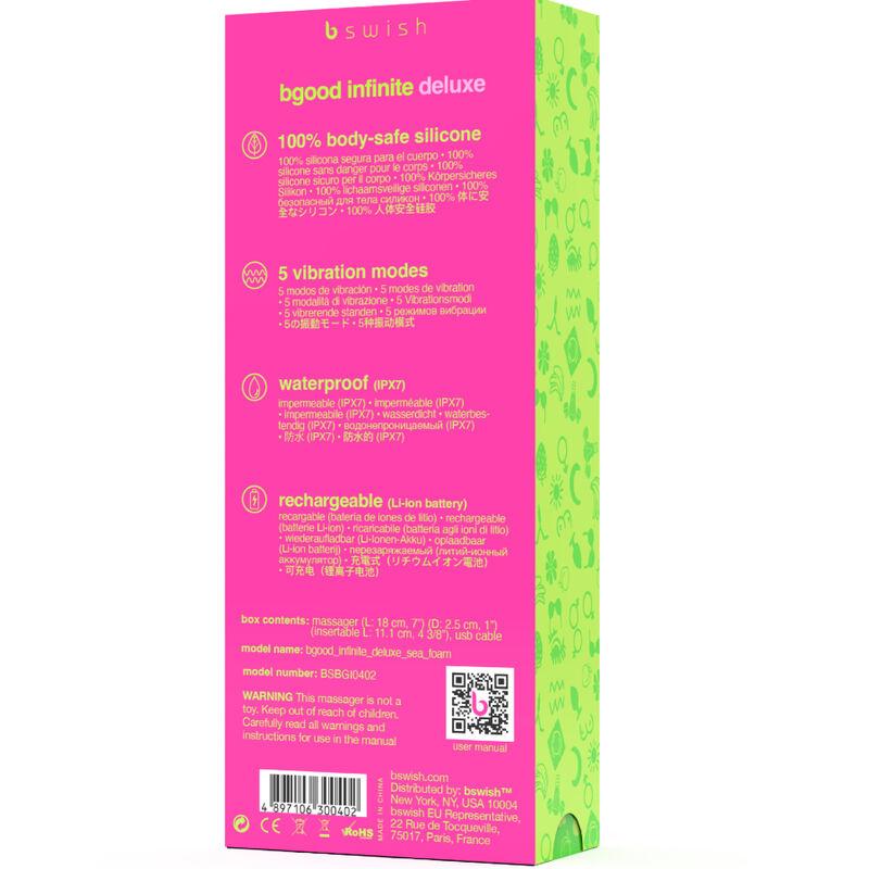 Vibrador B SWISH Infinite Deluxe Recarregável de Silicone Azul