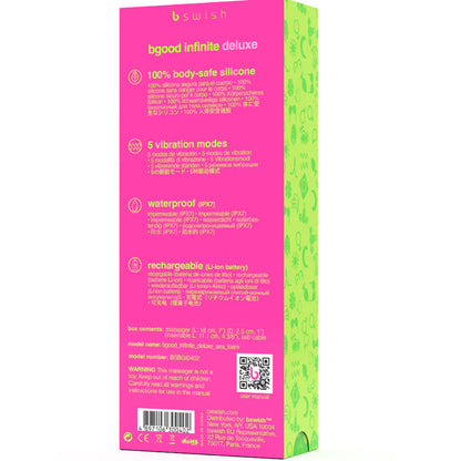 Vibrador B SWISH Infinite Deluxe Recarregável de Silicone Azul