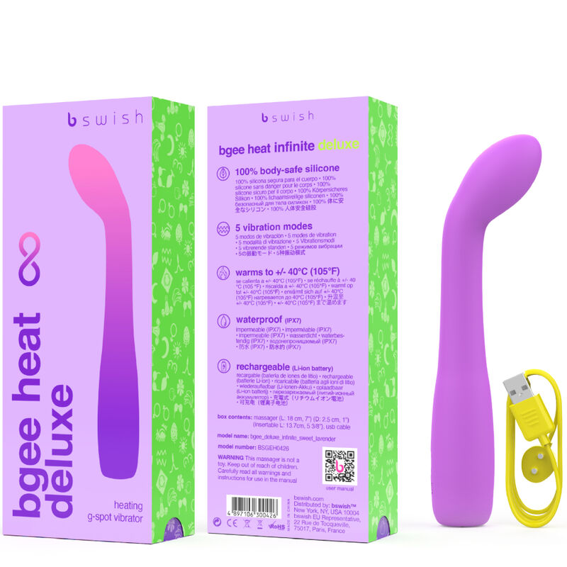 Close-up do Vibrador B SWISH Bgee Heat Infinite Deluxe com Aquecimento em Silicone Lavanda