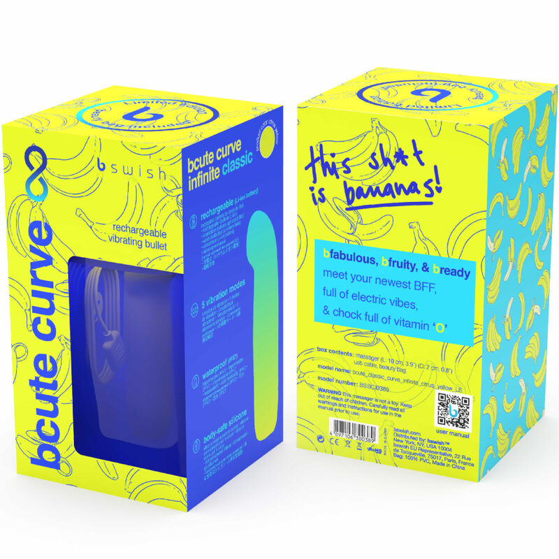 B SWISH Bcute Curve Infinity Classic Vibrador Recarregável Ponto G Amarelo em silicone macio