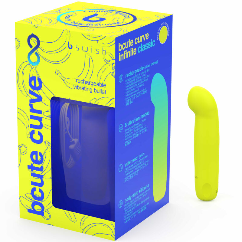 B SWISH Bcute Curve Infinity Classic Vibrador Recarregável Ponto G Amarelo em silicone macio