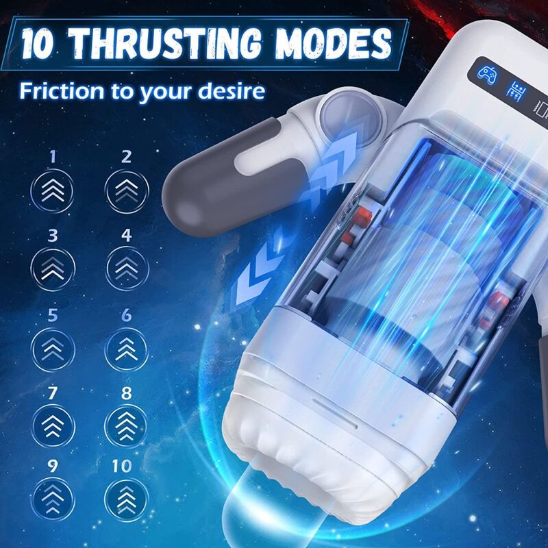 Masturbador masculino GAME CUP preto com função de vibração de impulso, aquecimento e suporte para smartphone