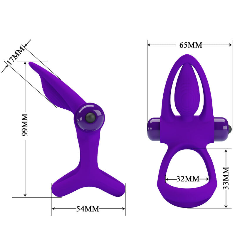 PRETTY LOVE Anel Vibrador em Silicone Lila com 10 Vibrações, design ergonómico para casais