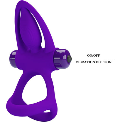 PRETTY LOVE Anel Vibrador em Silicone Lila com 10 Vibrações, design ergonómico para casais