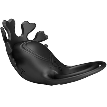 Anel Vibrador Peniano PRETTY LOVE Ruben de silicone preto com 7 funções de vibração e design duplo.