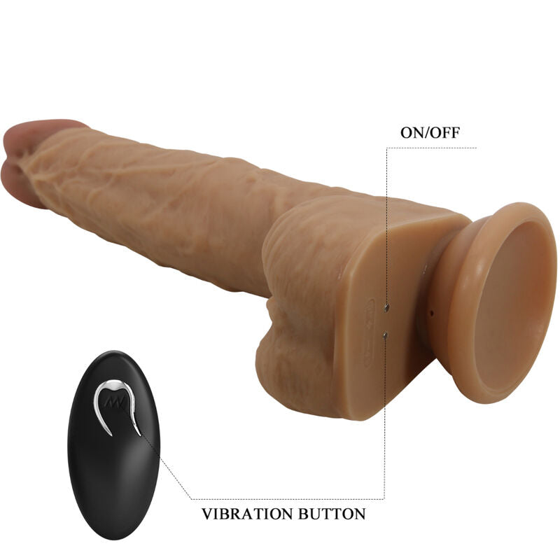 Close-up do Dildo Vibratório Jonathan de Silicone PRETTY LOVE, mostrando seu design realista e características.