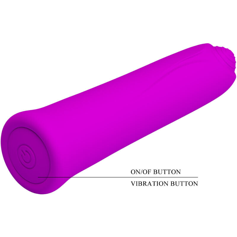 Close-up do Vibrador Mini Curtis PRETTY LOVE de silicone violeta com 12 modos de vibração