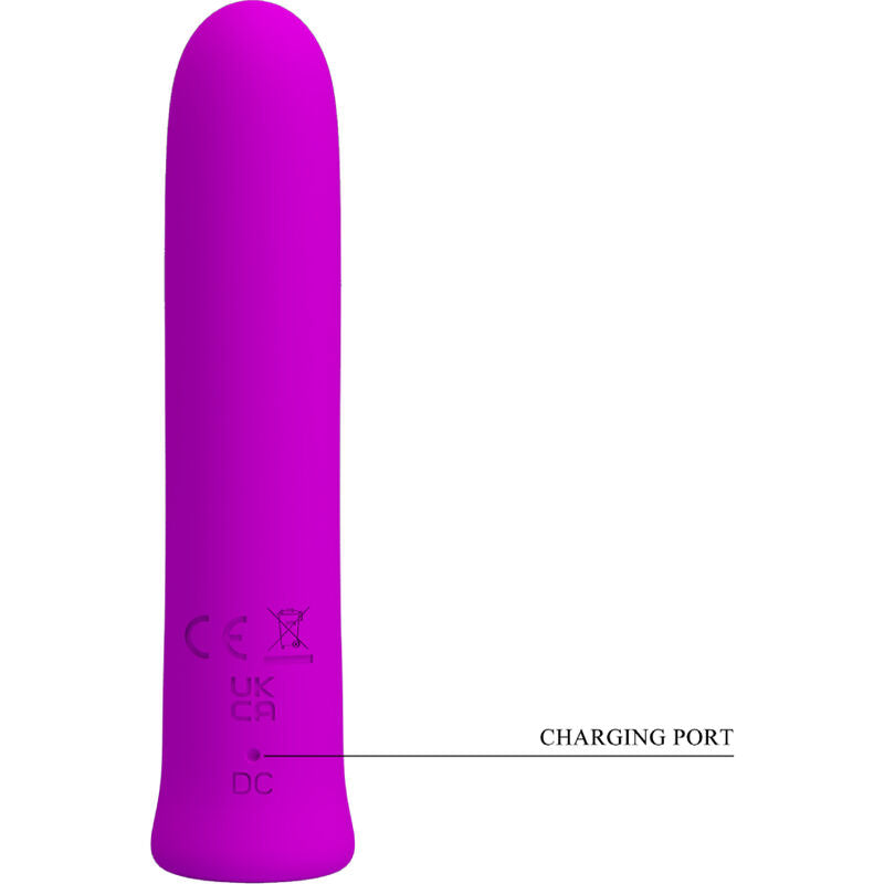 Close-up do Vibrador Mini Curtis PRETTY LOVE de silicone violeta com 12 modos de vibração