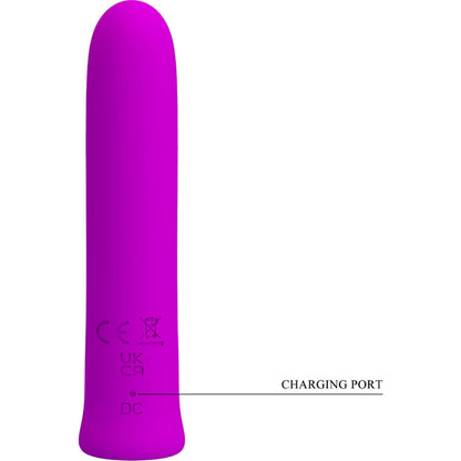 Close-up do Vibrador Mini Curtis PRETTY LOVE de silicone violeta com 12 modos de vibração