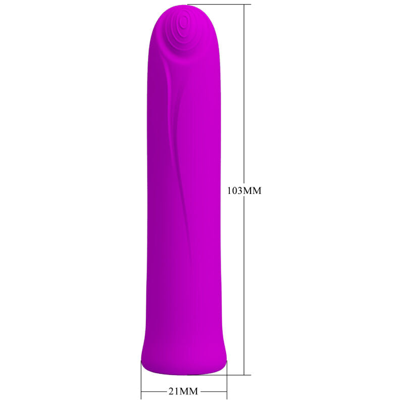 Close-up do Vibrador Mini Curtis PRETTY LOVE de silicone violeta com 12 modos de vibração