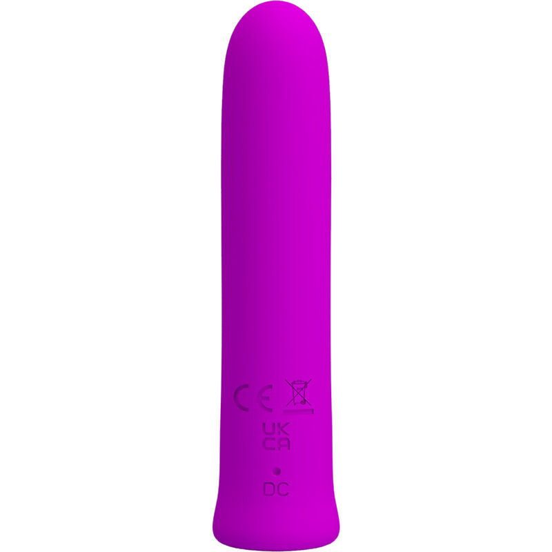 Close-up do Vibrador Mini Curtis PRETTY LOVE de silicone violeta com 12 modos de vibração