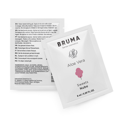 BRUMA Gel Deslizante Aloe Vera Sabor Doces 6 ML, embalagem discreta e compacta