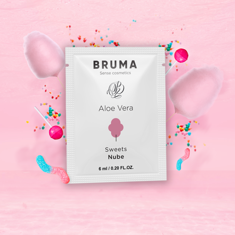 BRUMA Gel Deslizante Aloe Vera Sabor Doces 6 ML, embalagem discreta e compacta