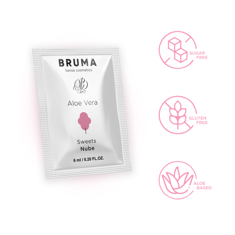 BRUMA Gel Deslizante Aloe Vera Sabor Doces 6 ML, embalagem discreta e compacta