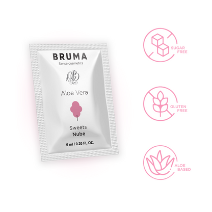 BRUMA Gel Deslizante Aloe Vera Sabor Doces 6 ML, embalagem discreta e compacta