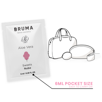 BRUMA Gel Deslizante Aloe Vera Sabor Doces 6 ML, embalagem discreta e compacta