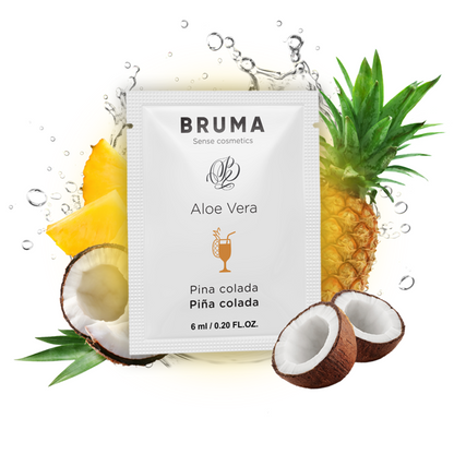 Close-up do Gel Deslizante BRUMA Aloe Vera Sabor Pina Colada 6 ML, destacando a embalagem e o design.