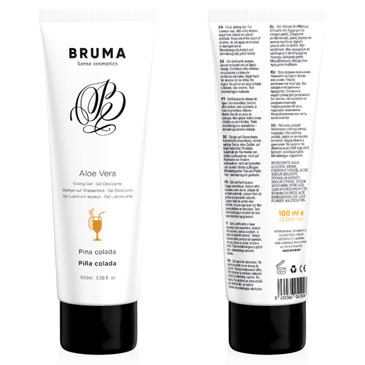 BRUMA Gel Deslizante Aloe Vera Sabor Pina Colada 100ml para prazer suave e exótico