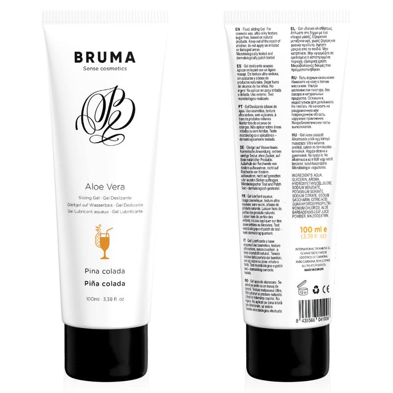 BRUMA Gel Deslizante Aloe Vera Sabor Pina Colada 100ml para prazer suave e exótico