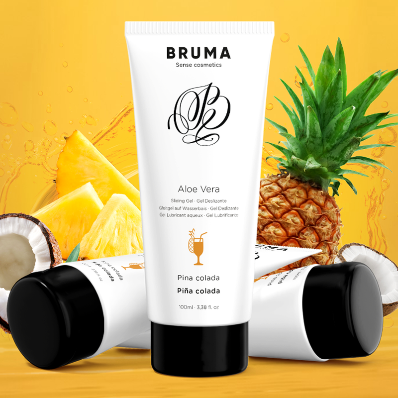 BRUMA Gel Deslizante Aloe Vera Sabor Pina Colada 100ml para prazer suave e exótico