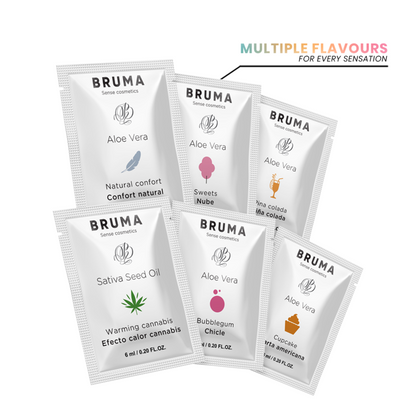 BRUMA Gel Deslizante Aloe Vera Sabor Doces 6 ML, embalagem discreta e compacta