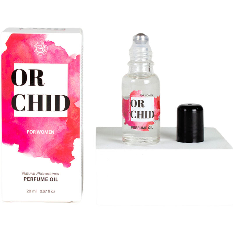 Frasco roll-on de óleo de perfume Secretplay com feromonas naturais de orquídea e baunilha.