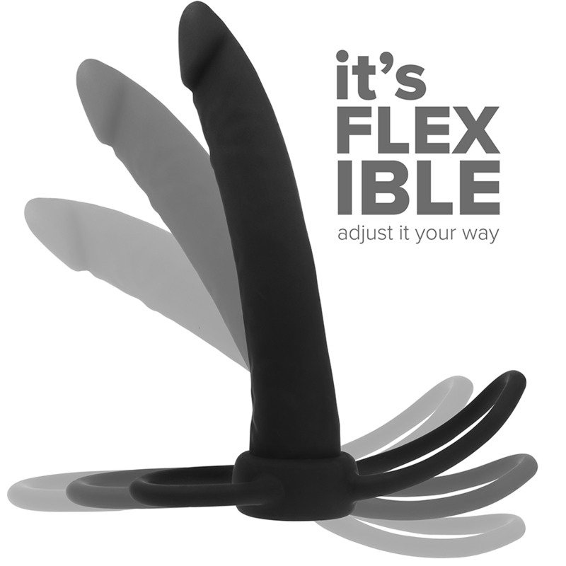 Dildo Anal MYTHOLOGY Cobi Onyx de silicone com anéis peniano e testicular.