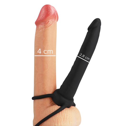 Dildo Anal MYTHOLOGY Cobi Onyx de silicone com anéis peniano e testicular.