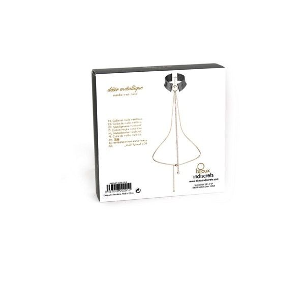 Colar metálico BIJOUX Désir Métallique ajustável, ideal para bondage e acessório sensual.