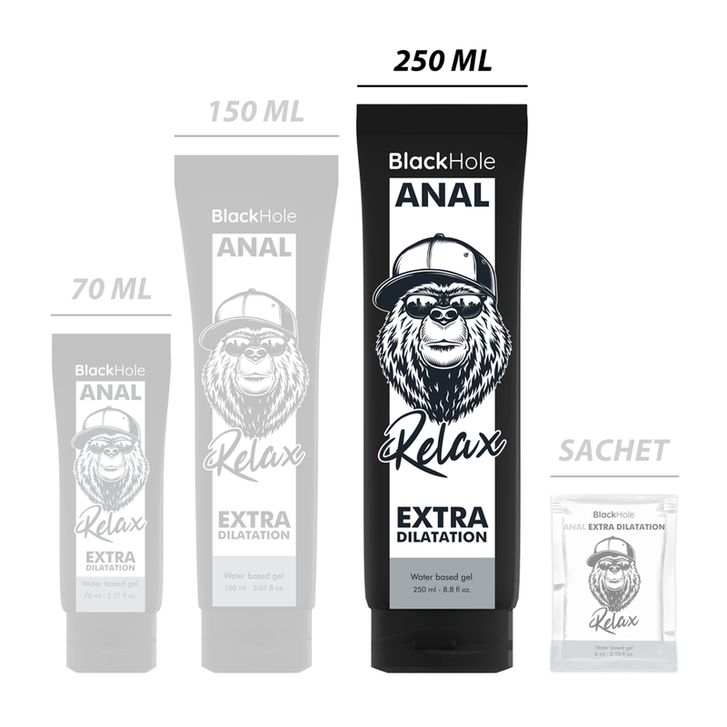 BLACK HOLE Gel Lubrificante Anal Dilatador e Relaxante 250 ML para sexo anal confortável.