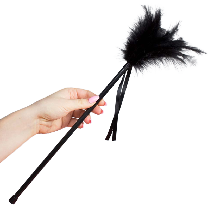 SECRETPLAY Pluma de Carícias Eróticas Penas Negras 40 CM para estimulação sensual